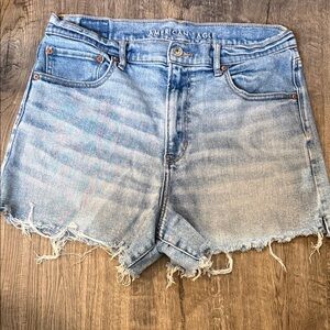 American Eagle Outfitters Light Blue Frayed Jean Shorts